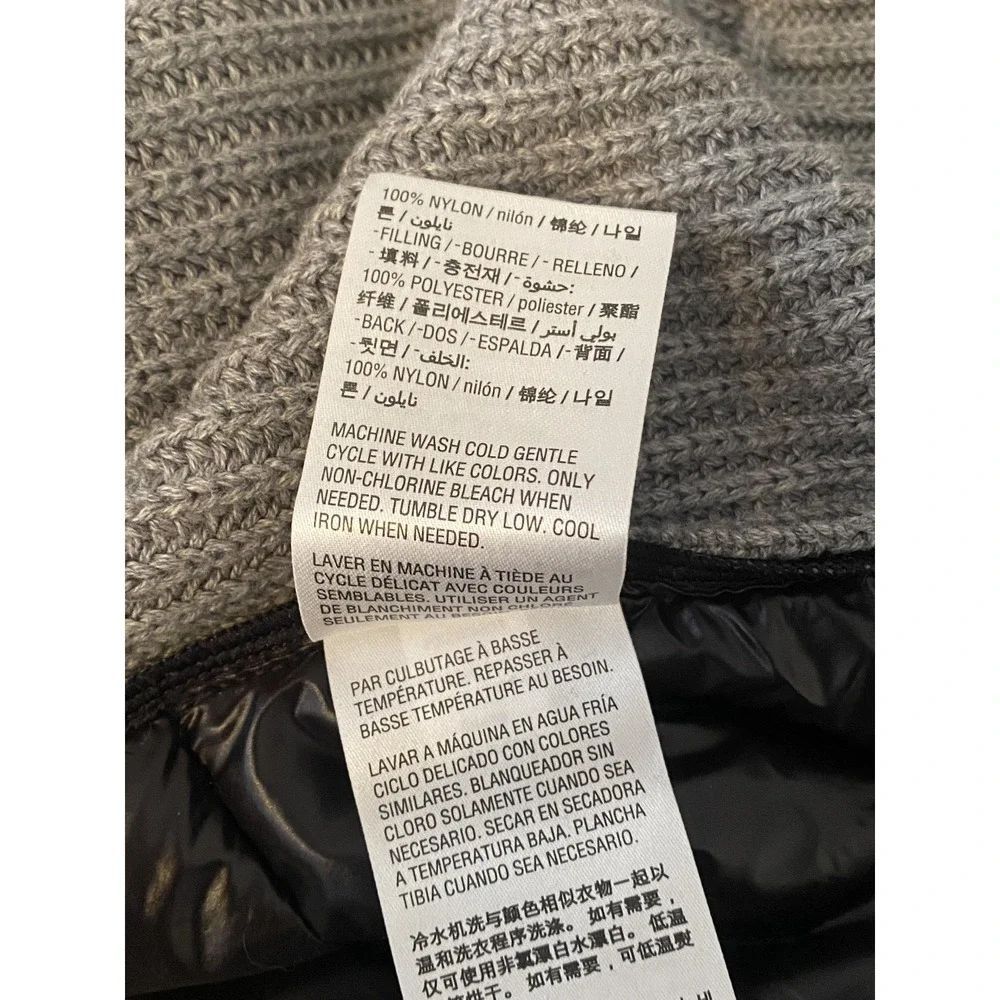 INC International Concepts Jacket Mens XL Gray Black Knit Puffer Hooded Full Zip